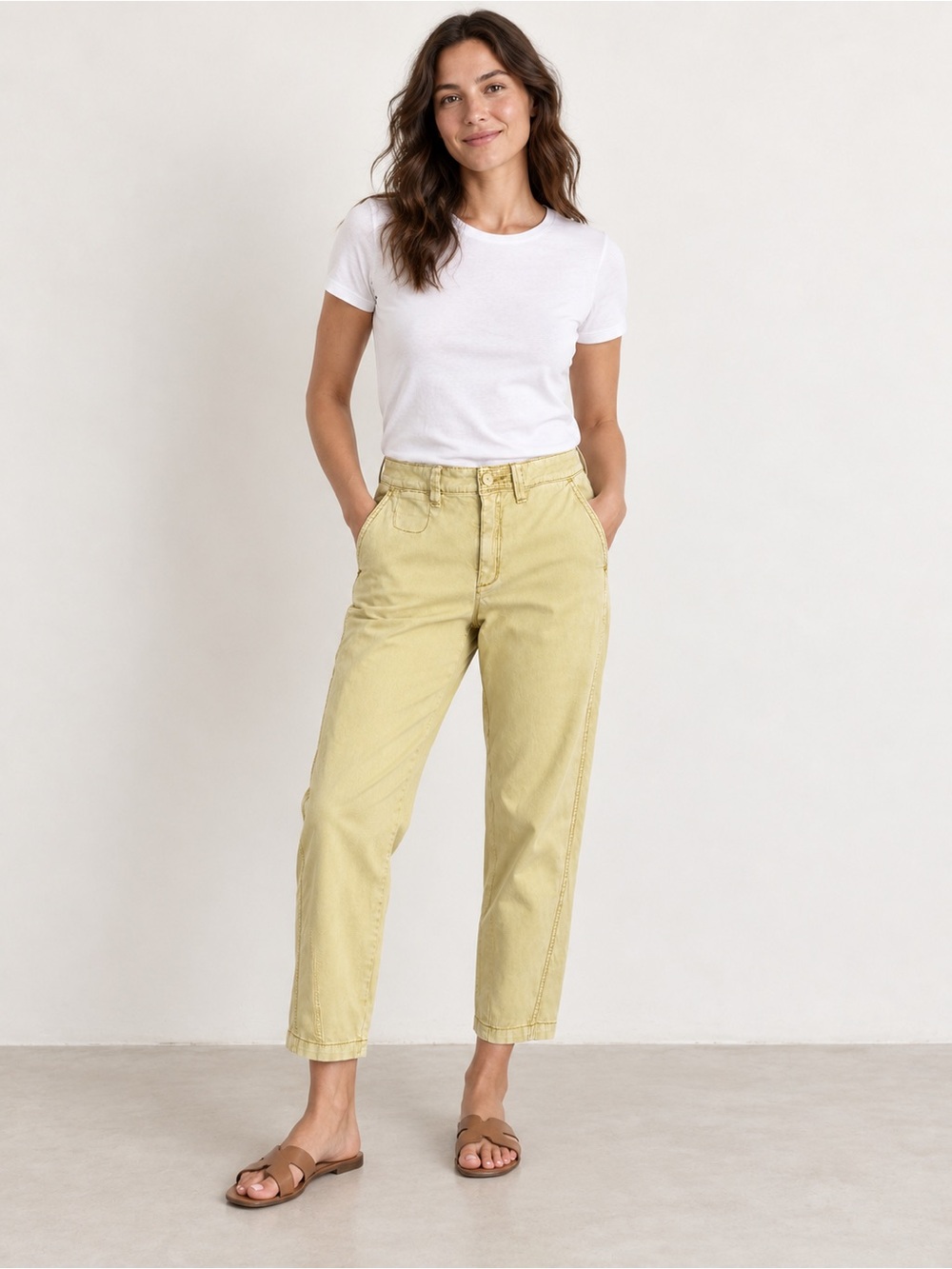 Anthropologie CHINO Relaxed Cropped Pants Butter Yellow Size 30